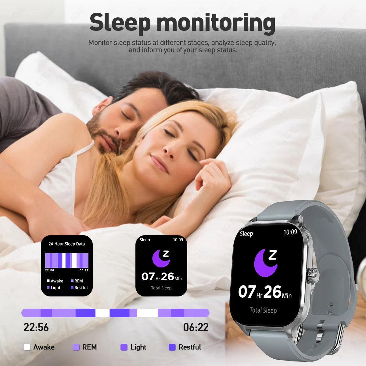 LIGE 2,01 "Wireless Anruf Smartwatch Voller Touchscreen Gesundheit Schlaf Fitness Tracking Smart Uhr Wasserdicht Für Android IOS Telefon