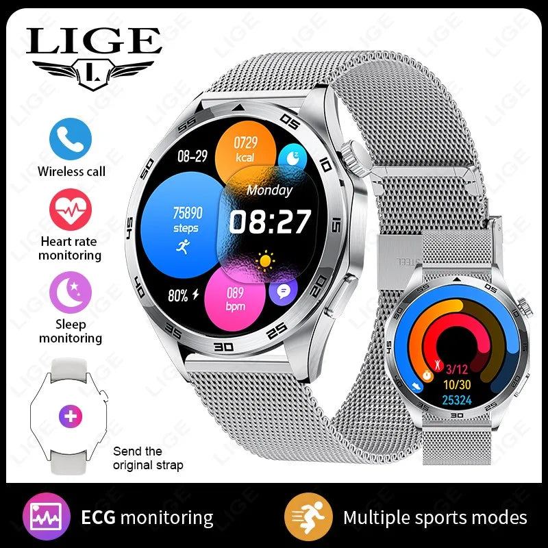 LIGE EKG AI Gesunde Diagnose Smart Uhr Männer Blut Sauerstoff Blutdruck Schlaf Überwachung Bluetooth Anruf Gesundheit Smartwatch Frauen