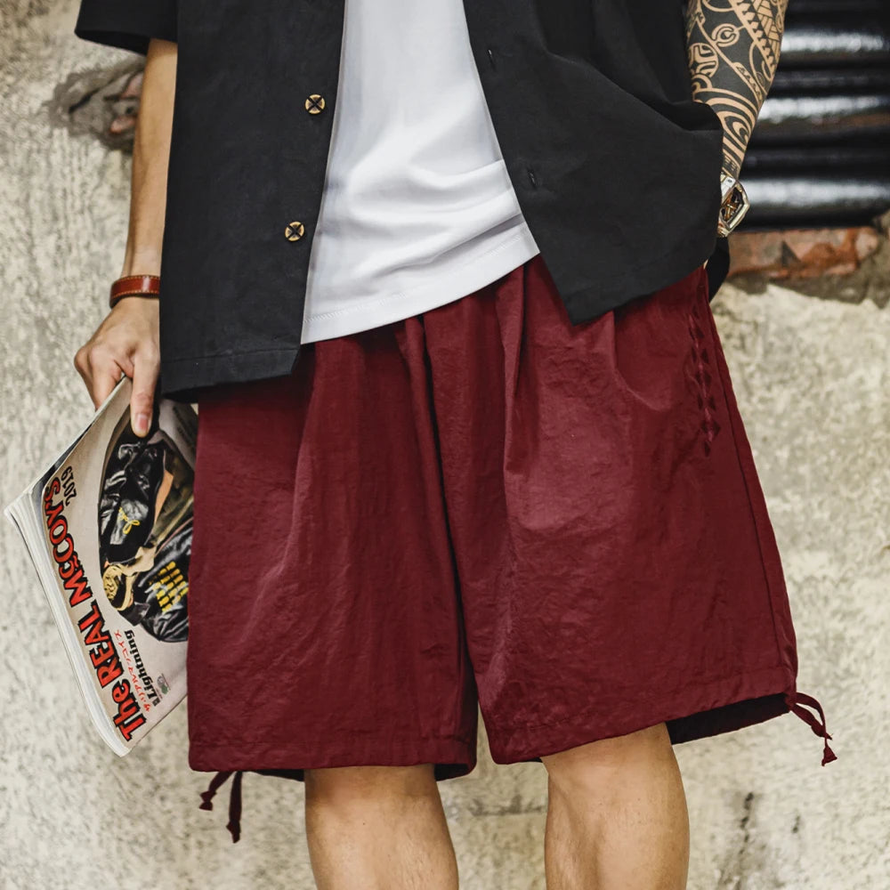 Herren Cargo-Shorts mit besticktem Navajo-Muster und elastischen Taillentaschen