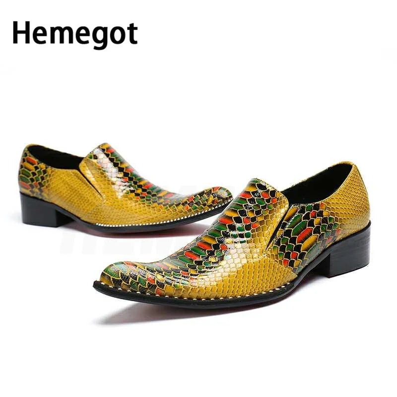 Mixed Colors Men's Leather Shoes Low Heel Casual British Leather Shoes Banquet Bar Men's Handmade Luxury Slip On Dress Shoes