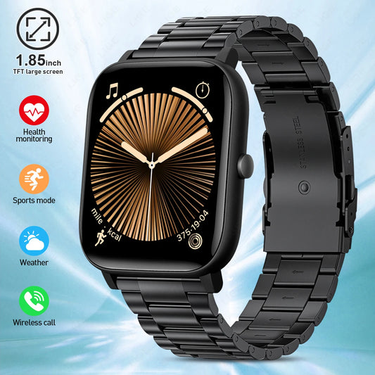 LIGE Modische Smartwatch für Damen, 1,85 Zoll HD-Bildschirm, individuelles Zifferblatt, Herren-Gesundheitsmonitor, Uhr, Bluetooth-Anruf, Sport-Smartwatches