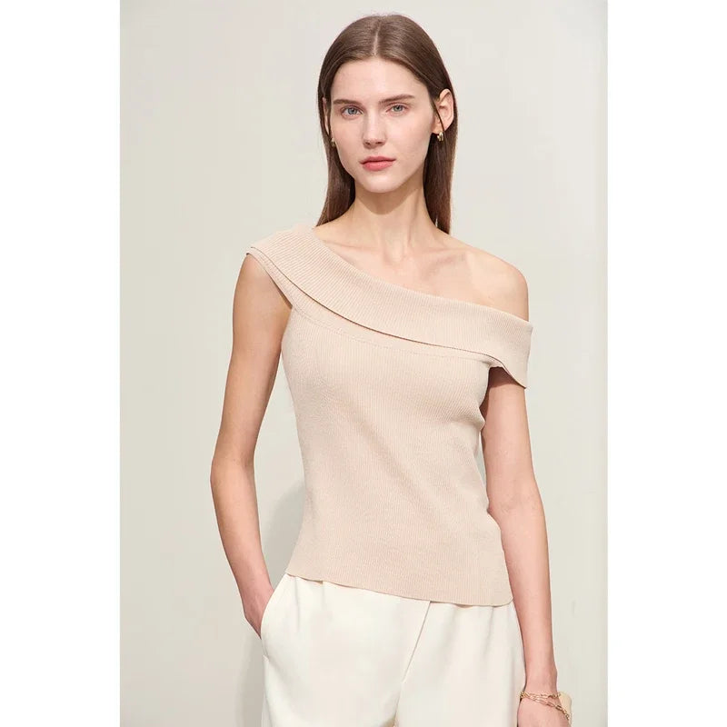 Damen Strickpullover im minimalistischen Stil mit schickem Slash Neck Design