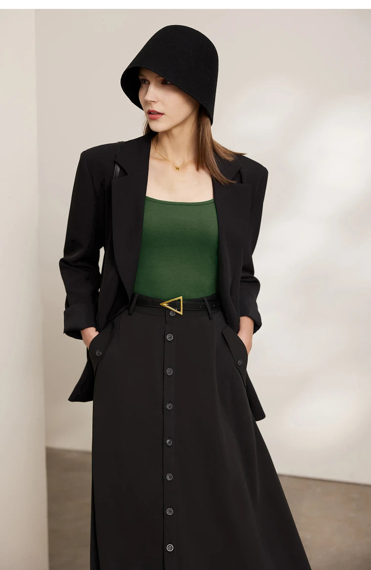 Damen Tops und T-Shirts im minimalistischen Stil mit quadratischem Kragen
