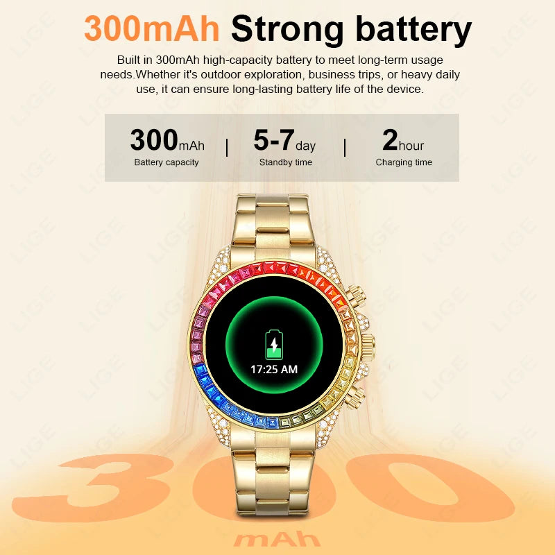 Luxus Smartwatch für Männer und Frauen mit NFC Kompass und HD Bildschirm