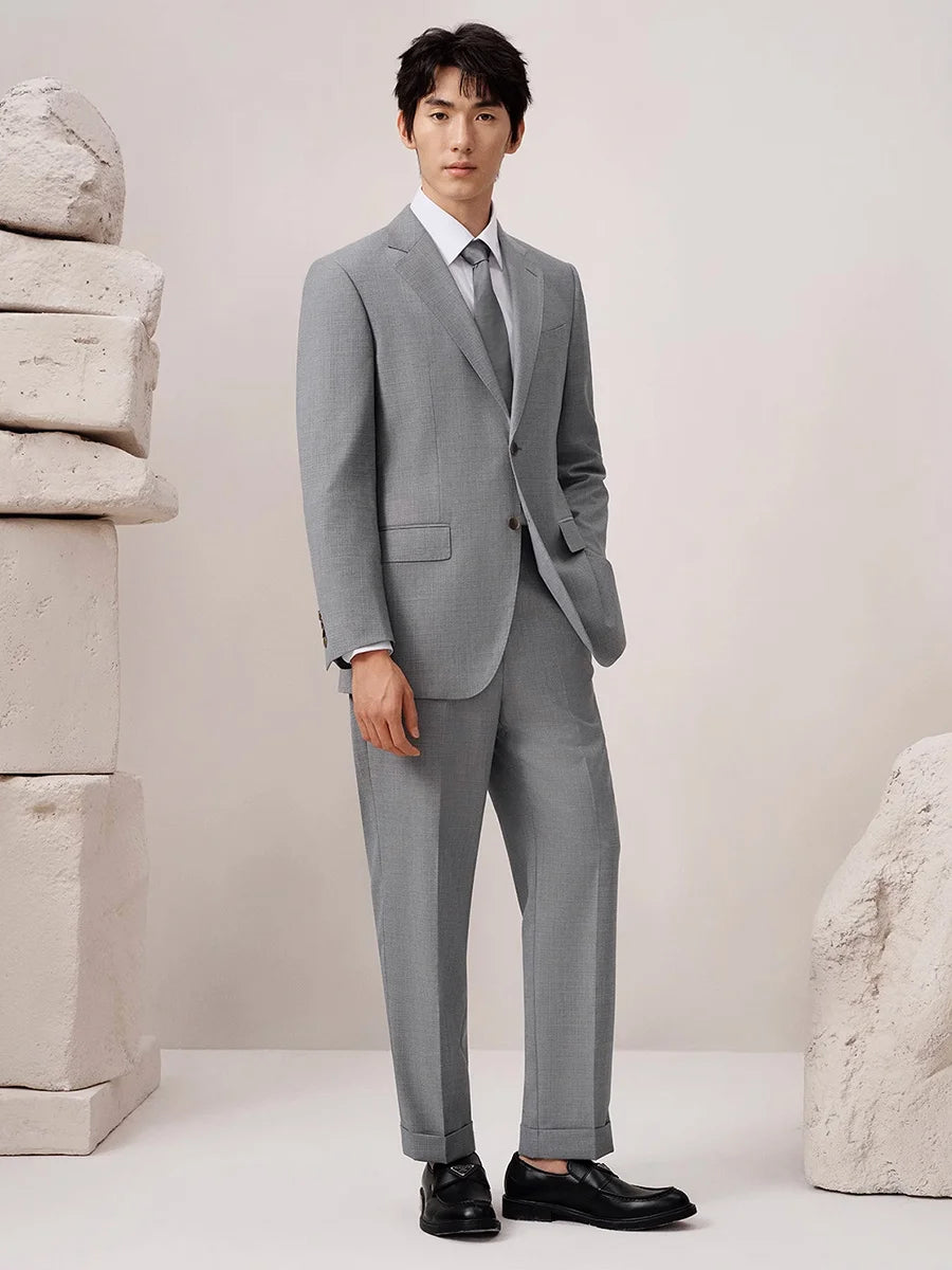 Herren-Sommerhose aus 100% Baumwolle – Dünne, knöchellange Anzughose in Slim-Fit für smarte Casual-Looks in Khaki, Grau oder Schwarz