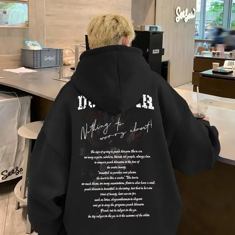 Autumn Goth Letter Printed Pullover Hoodies For Men New in Y2K Streetwear Fashion Sweatshirts Hip Hop Cotton Hoodie Tracksuit