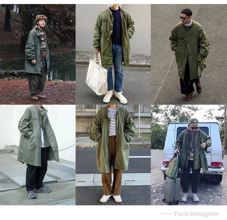 Retro M65 Denim Fischschwanz Trenchcoat – Stilvoller Lässiger Look