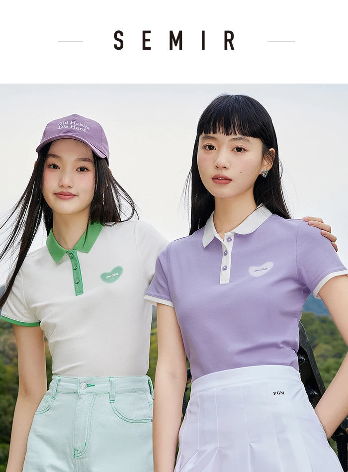 Semir Polo Shirt Frauen cool anti bakteriell schlank süß Stil Sommer neue Farbkontrast Druck Pulloverf Polo