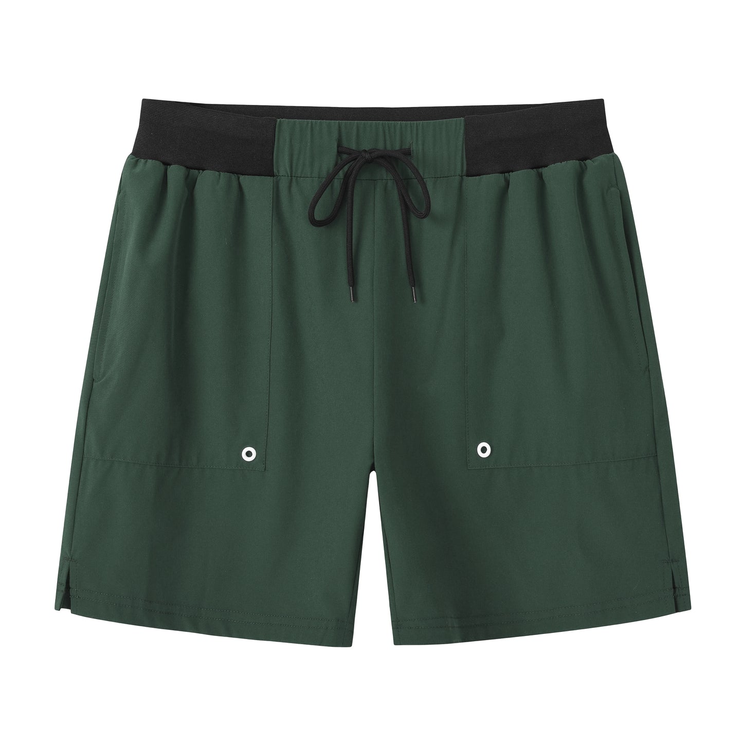 Sommerliche Herren-Badeshorts mit Camouflage-Streifen, schnelltrocknend, mit Reißverschlusstaschen und Mesh-Futter – ideal für Strand und Surfen.
