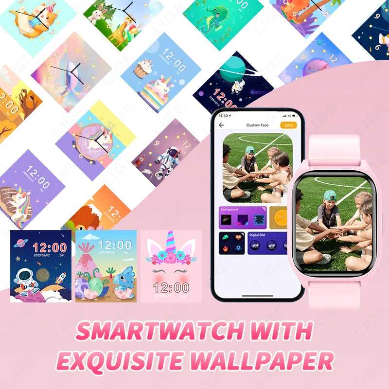 LIGE Kinder Smartwatch Kinder Lernkarte Hörbuch Aufnahmespiele Jungen Mädchen Uhr Student Kalorien Sport Neue Smartwatch