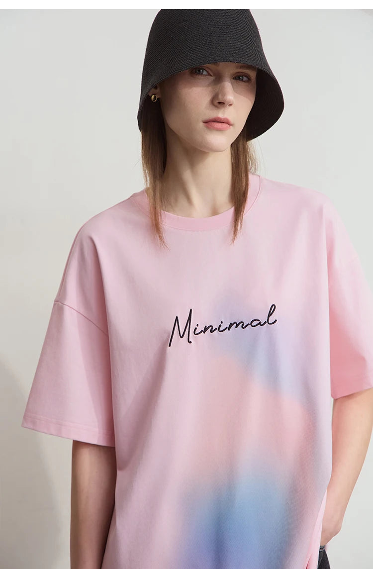 Damen Sommer T-Shirt mit lockerer Passform und buntem Farbverlauf