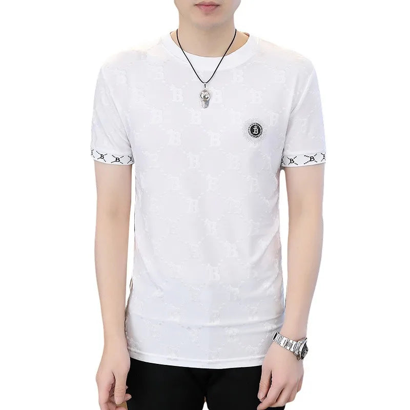Herren T-Shirt aus Seide mit lässigem Rundhals für den Sommer