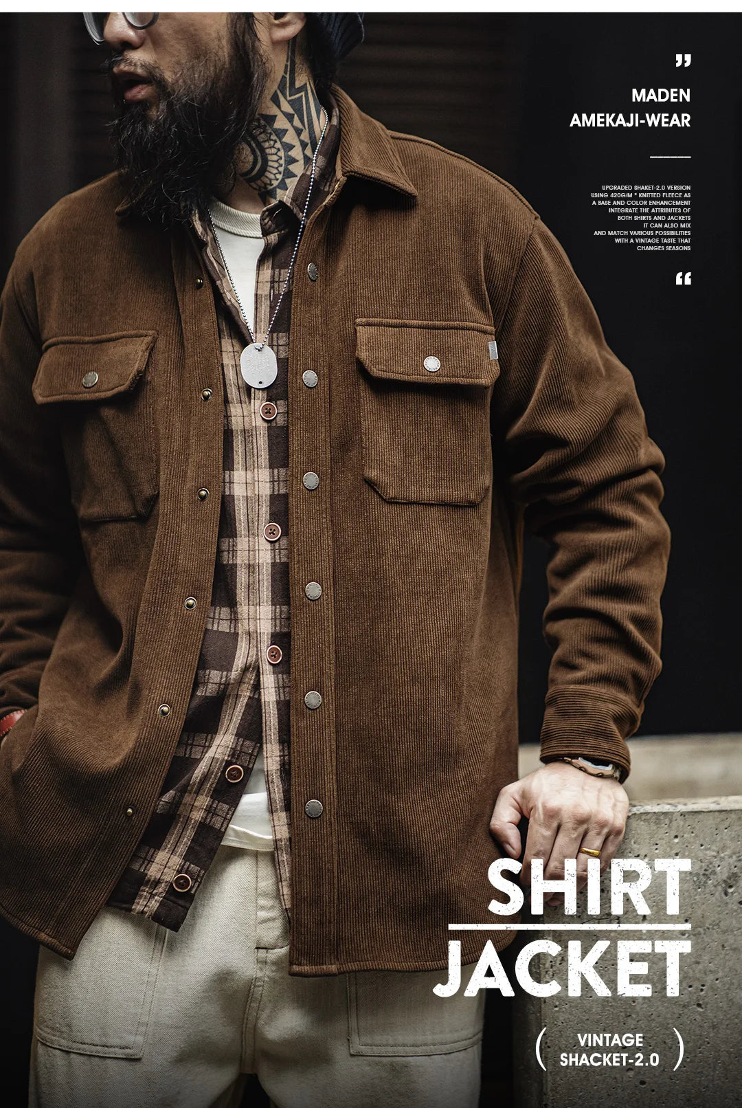 Herren Jacke im Vintage-Stil aus schwerem Strick mit Taschen