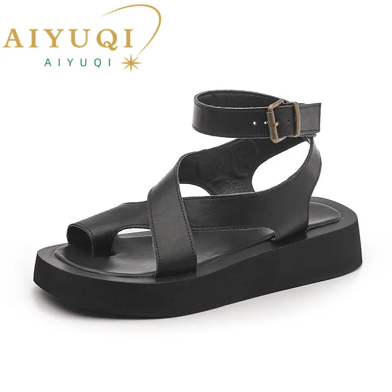 Aiyuqi Frauen Sommers andalen neue echte Leder Damen Sandalen flache Mode Sandalen Frauen