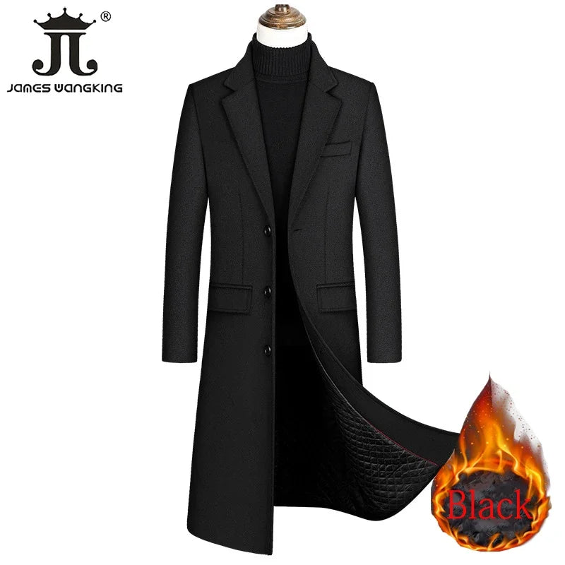 Wollmantel für Herren in Schwarz-Grau – Modern & elegant