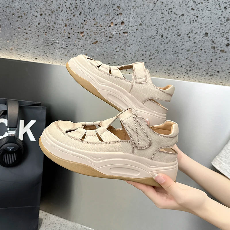 AIYUQI 2025, neue frauen sandalen Sommer dicken sohlen hohl frauen turnschuhe schuhe Große-größe casual schwein käfig weibliche schuhe