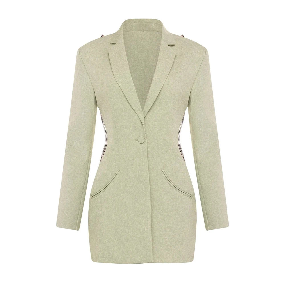 Elegantes Midi-Kleid mit Pailletten und Patchwork, schulterfrei und langärmelig – figurbetontes Design für Damen.