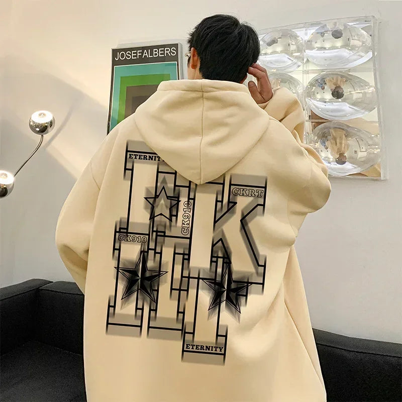 Herren Übergroße Hip Hop Hoodies mit Kapuze und Brief-Druck für Herbst