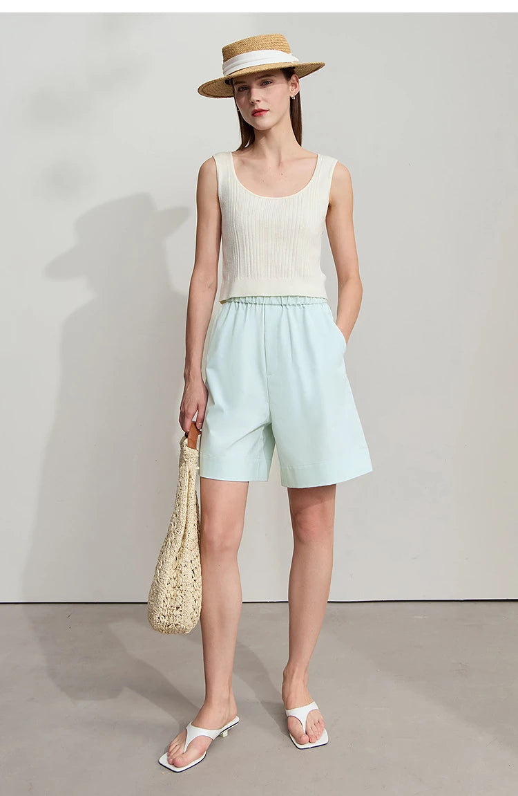 Damen Shorts im minimalistischen Stil mit elastischem Bund und weitem Bein