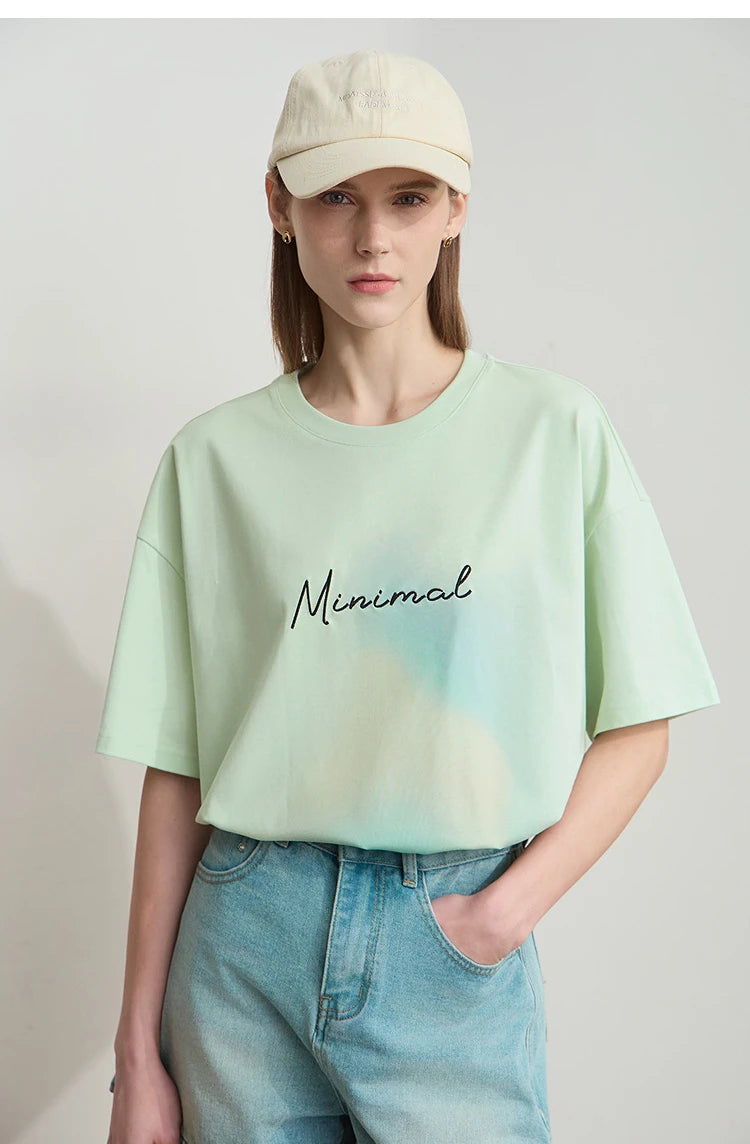 Damen Sommer T-Shirt mit lockerer Passform und buntem Farbverlauf