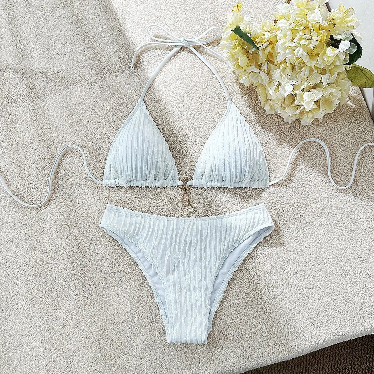Sexy Bikini-Set mit Strasssteinen – Push-up Badeanzug für Damen