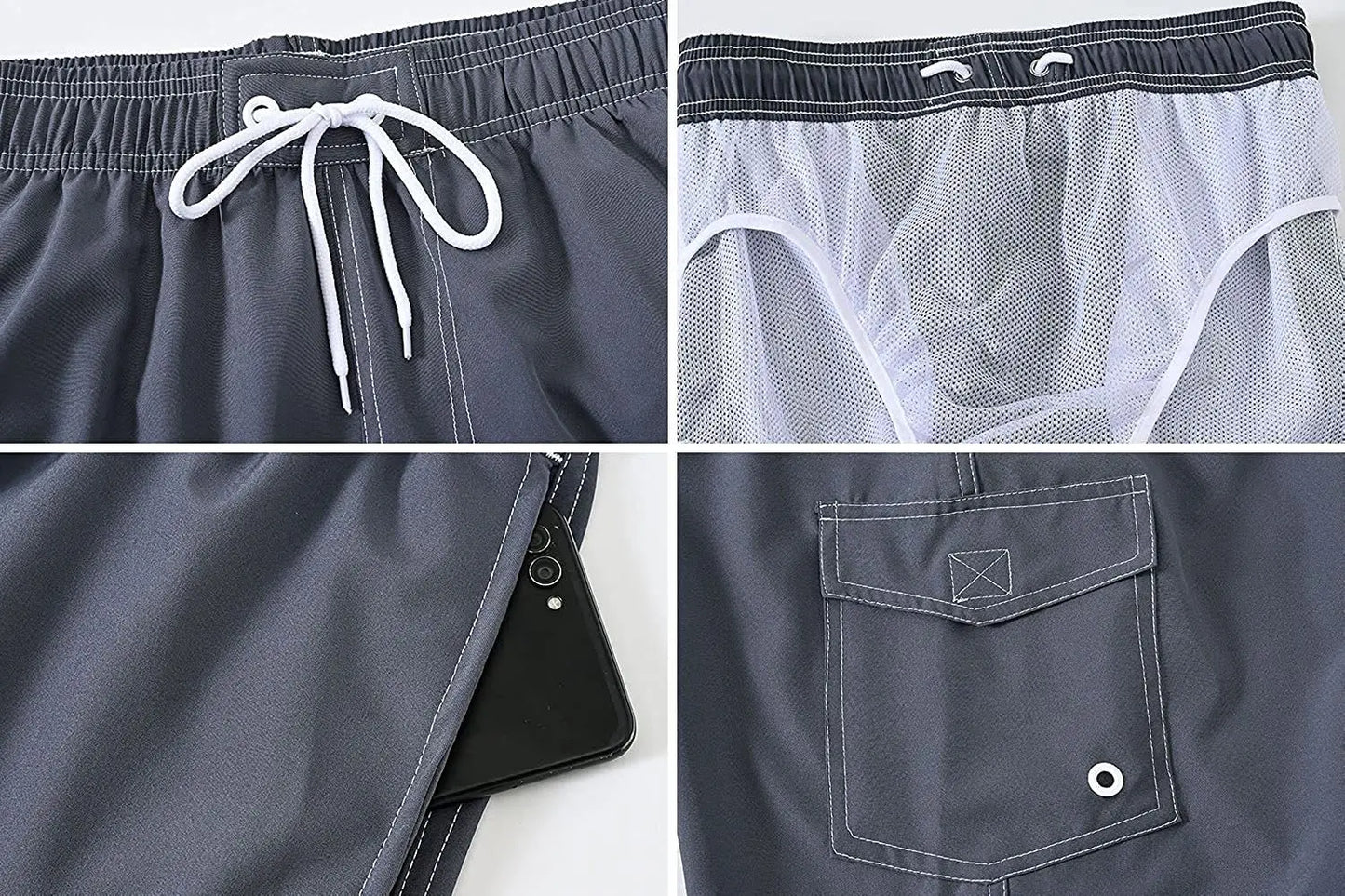 Herren-Badeshorts mit Reißverschlusstaschen und Mesh-Futter – schnelltrocknend für Strand und Sport