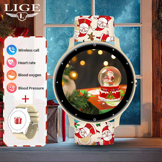 LIGE 2024 Neue Smart Uhr Für Männer Frauen 1,28 "Full Touch Screen Smartwatch Gesundheit Monitor BT Anrufe Smart Uhr weihnachten Strap