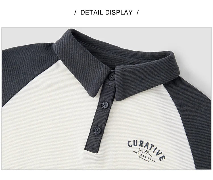 Semir Poloshirt für Damen, kurzer Stil, schmal, farbblockiert, Raglanärmel, 2024, Frühjahr, neues Oberteil mit Buchstabendruck
