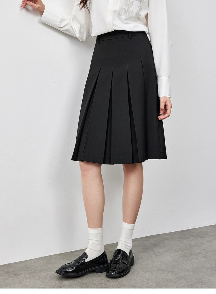 Damen Grauer Faltenrock im Adrette Stil für Frühling und Sommer