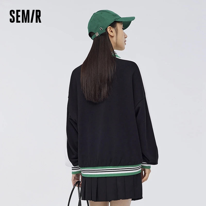 Semir 2024 POLO Shirt Frauen Oversize Brief gedruckt Kontrast Farbe Sport Mode grundlegende Neue Frühling Tops Shirt