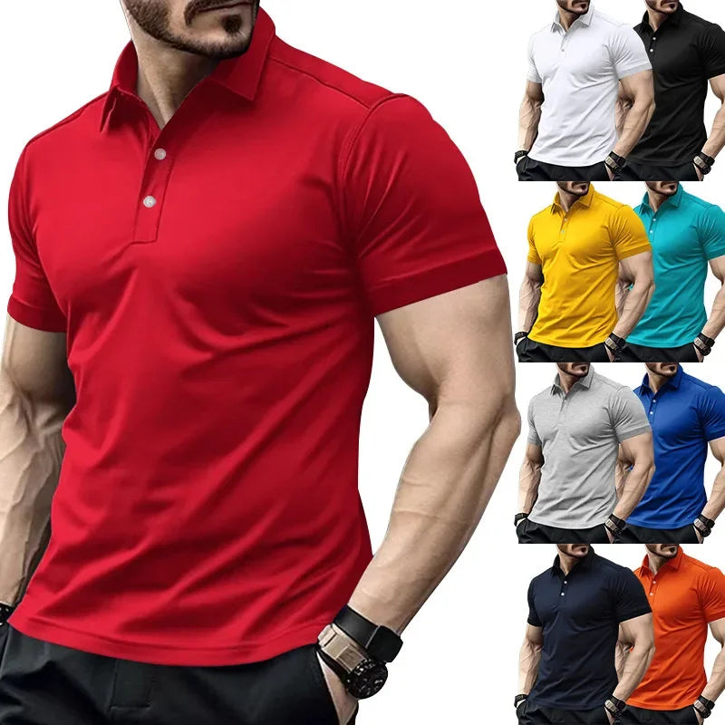 Herren-Poloshirt mit Brusttasche und kurzen Ärmeln in einfarbigem Design – ideal für den Sommer