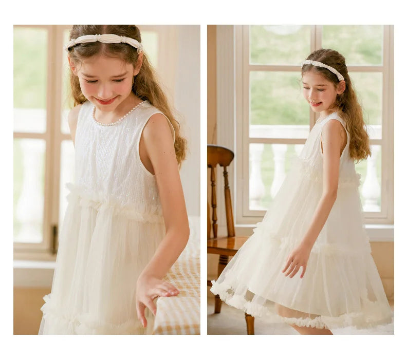 Ärmelloses Sommerkleid für Mädchen in Hellgelb – ideal für Geburtstage, Hochzeiten und festliche Anlässe