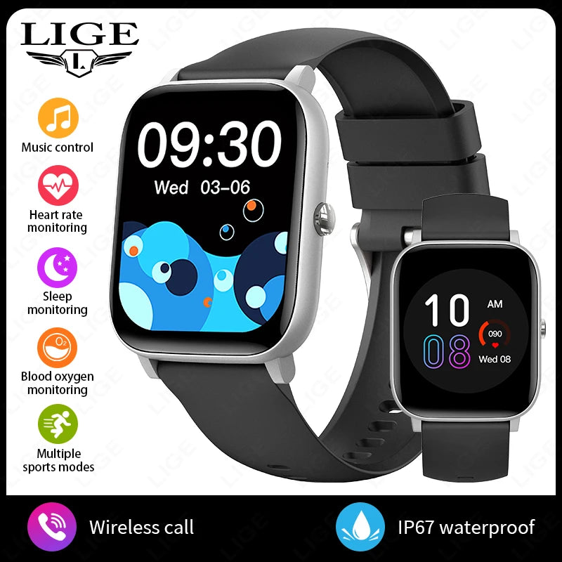 LIGE Voice Calling Smart Watch Ultra 1,85" HD-Bildschirm Schlafgesundheitsmonitor Sport DIY Zifferblätter Smartwatch Wasserdichte Uhren
