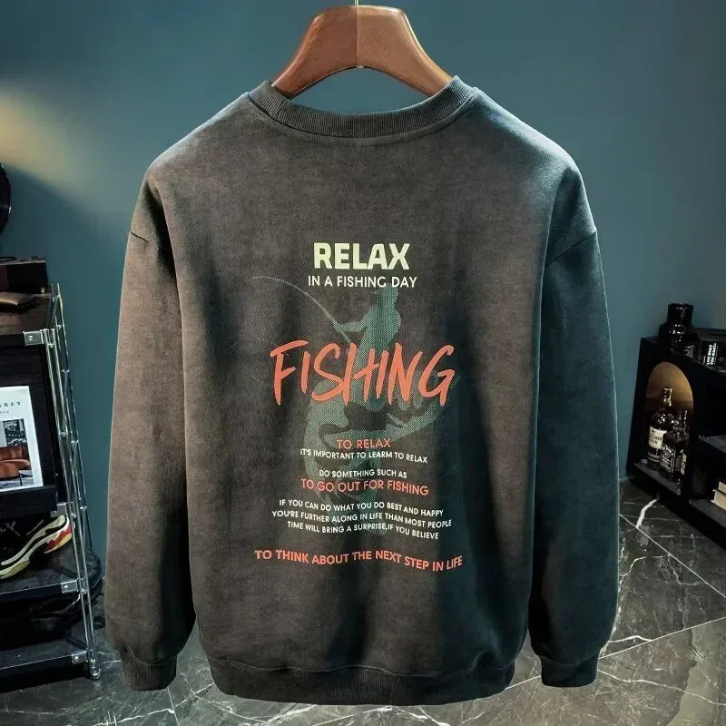 Herbst Cartoon Angeln Grafik Sweatshirts Hombre Hip Hop Mode Brief Crewneck Pullover Hoodies lässig y2k Streetwear Kleidung
