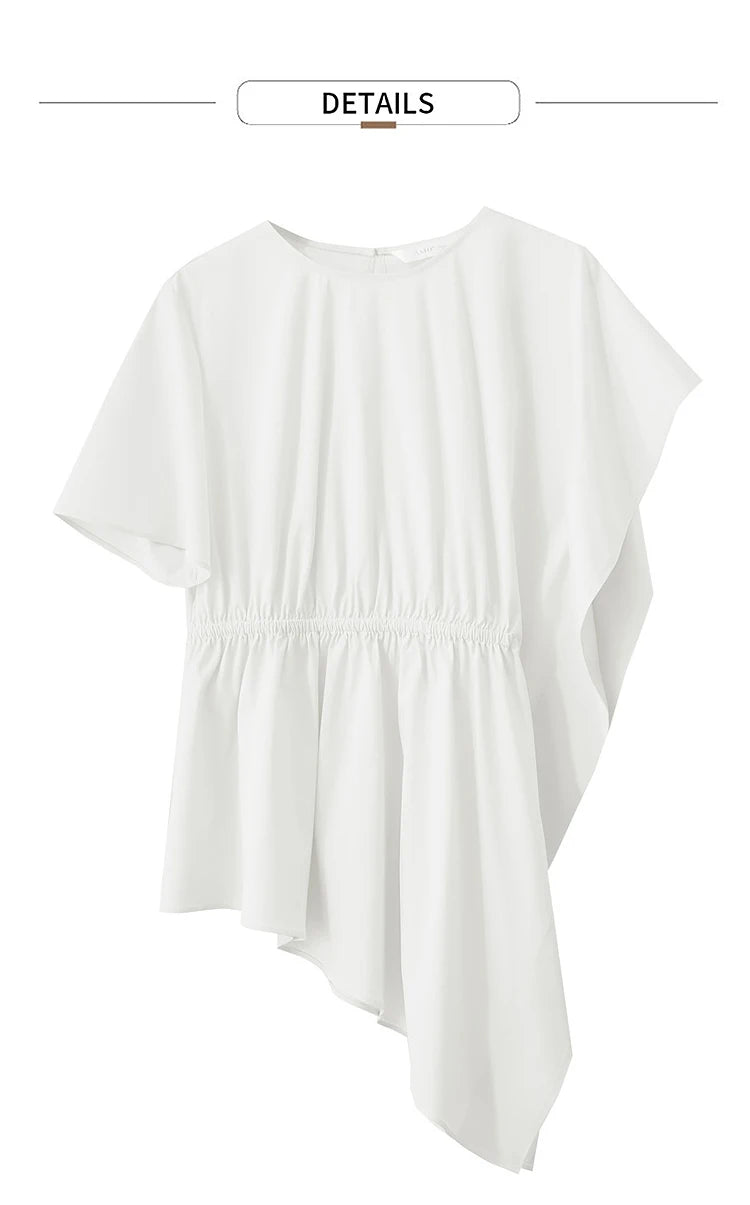 Damen T-Shirt mit rundem Hals und asymmetrischem Design für den Sommer