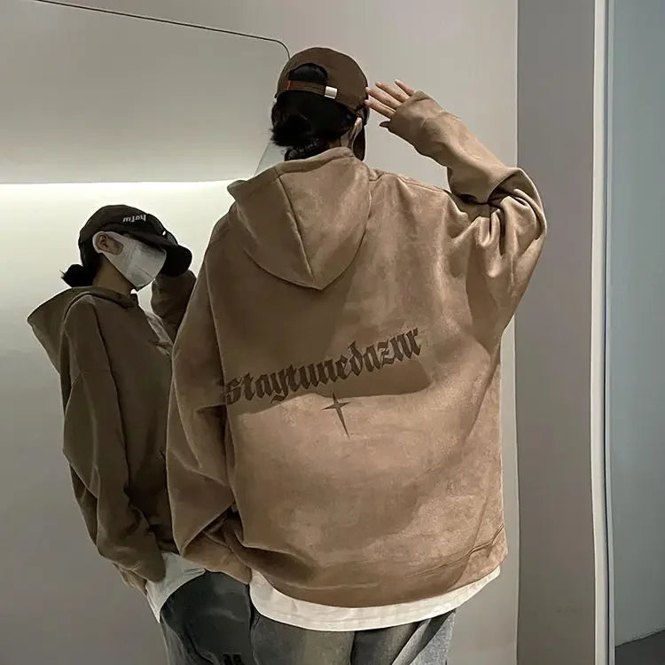 Lässiger Herren-Hoodie mit Rundhalsausschnitt und Vintage-Cartoon-Print – ideal für Herbst und Winter