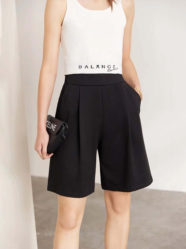 Damen Shorts im Minimalismus-Stil mit elastischer Taille für den Sommer