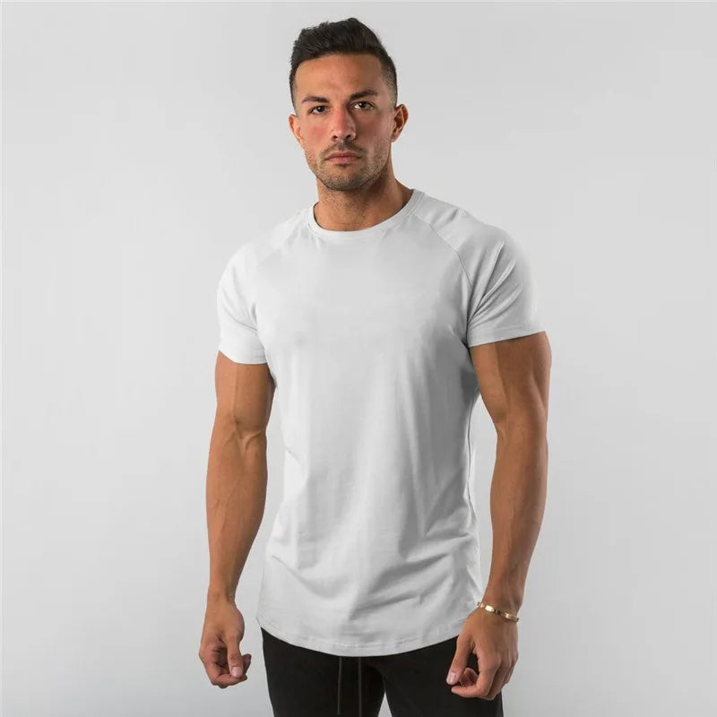 Herren T-Shirt aus Baumwolle mit elastischer Passform für Fitness und Sport