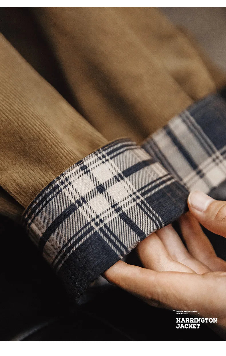 Herren Retro Cord Jacke mit Stehkragen und lässigen Taschen für Herbst