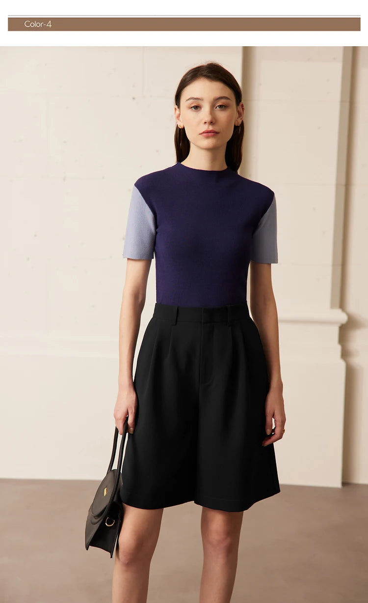 Damen Shorts im minimalistischen Stil für das Büro mit weitem Bein