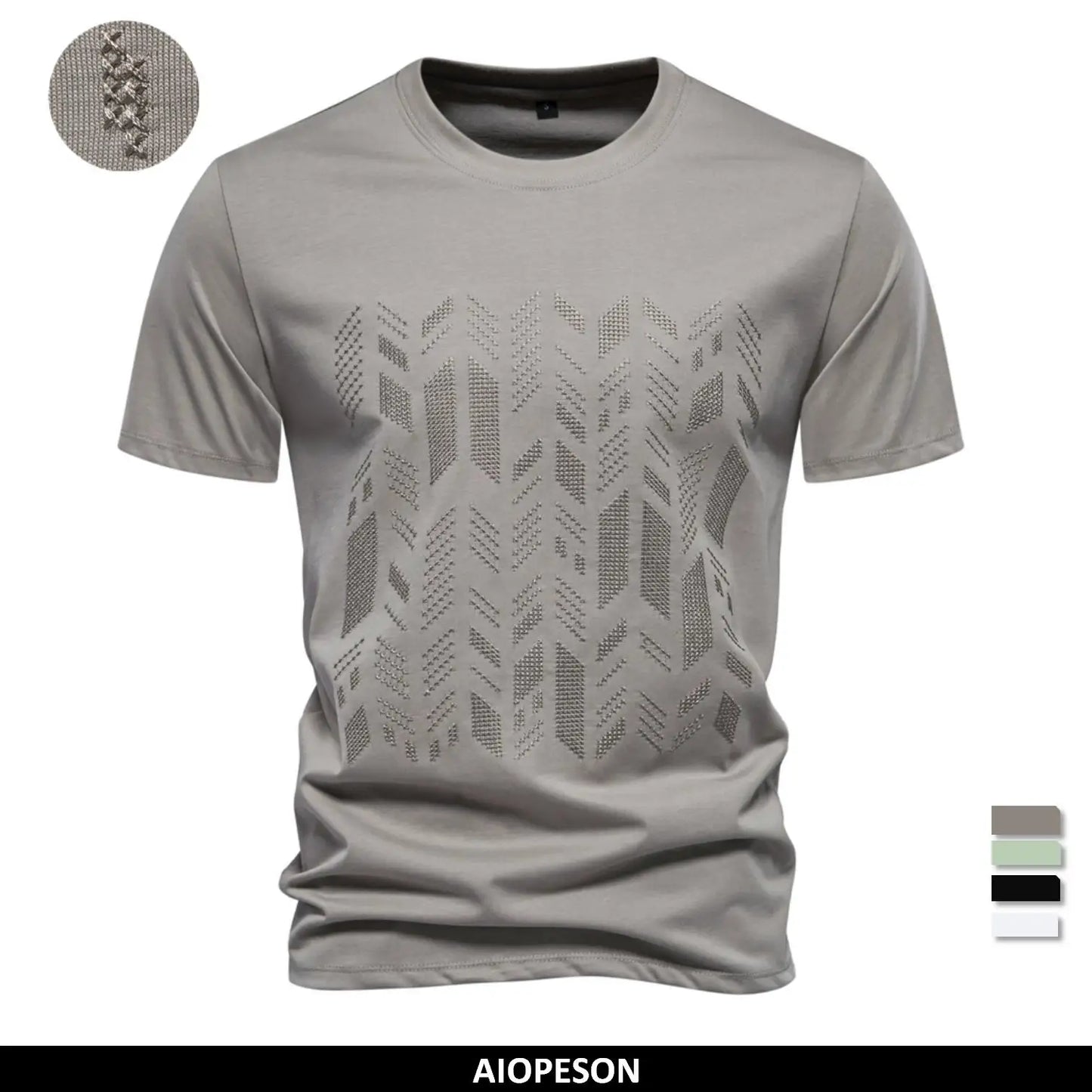 Herren T-Shirt aus Baumwollmischung mit hochwertiger Stickerei und Kurzarm