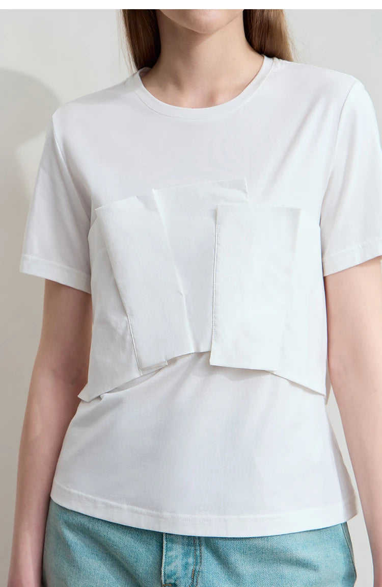Damen T-Shirt im minimalistischen Stil mit lässigem Komfort und geradem Spleißen