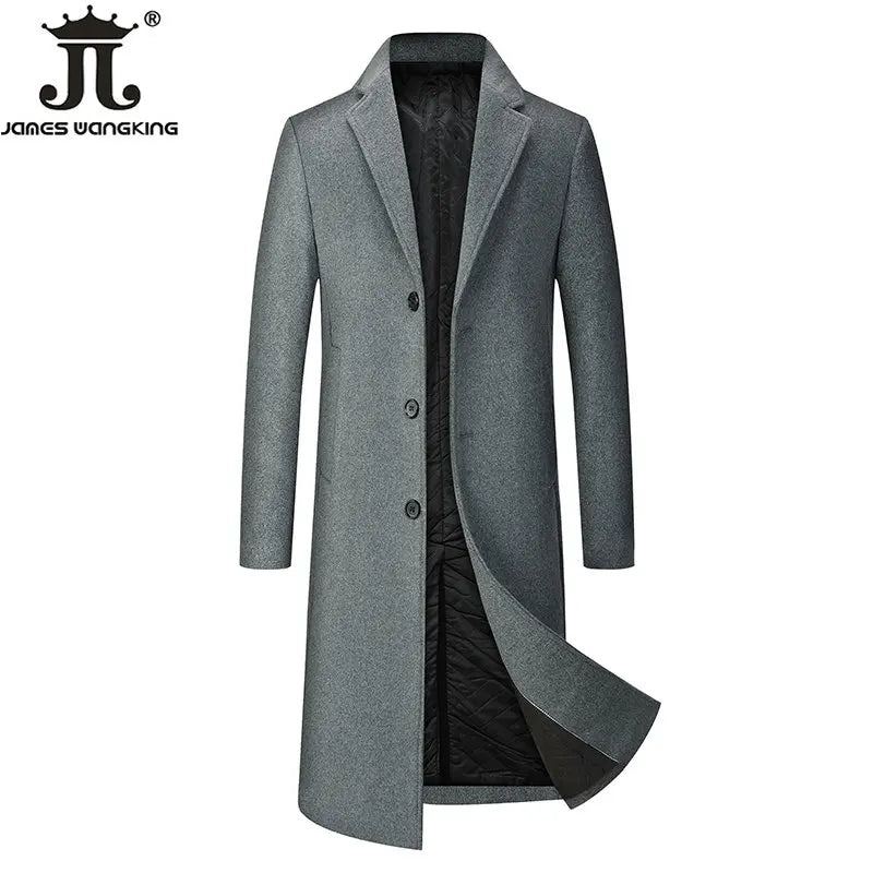 Langer Wollmantel für Herren – Klassischer Winterstil