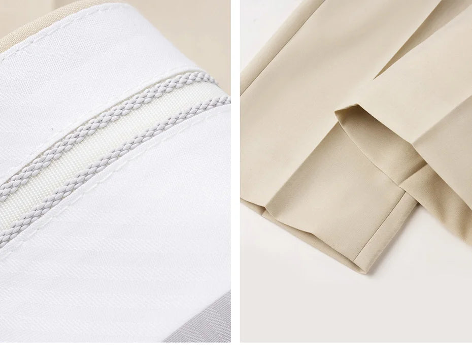 Eleganter Herrenanzug aus 30% Wolle: Zweireihiger Slim Fit in Beige-Khaki für Hochzeiten