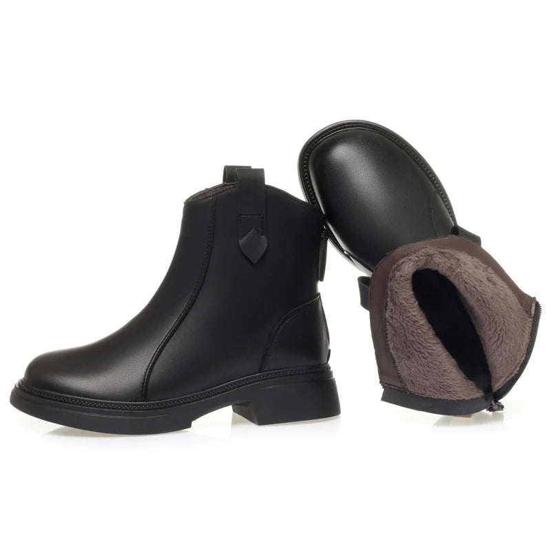 Damen Schnee Stiefel aus Faux Pelz mit rutschfester Sohle und Reißverschluss