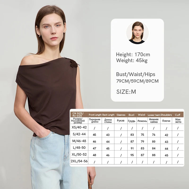 Damen Casual-T-Shirt im minimalistischen Stil mit Swing-Kragen und ärmellos