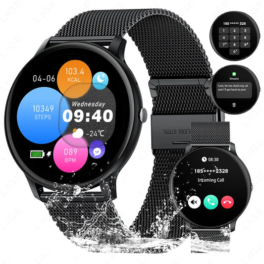 LIGE SOS Smartwatch 1,39 Zoll HD Sprachassistent Bluetooth Anruf Sport Fitness Smart Watch Männer Frauen Für Android IOS 2025 Neue