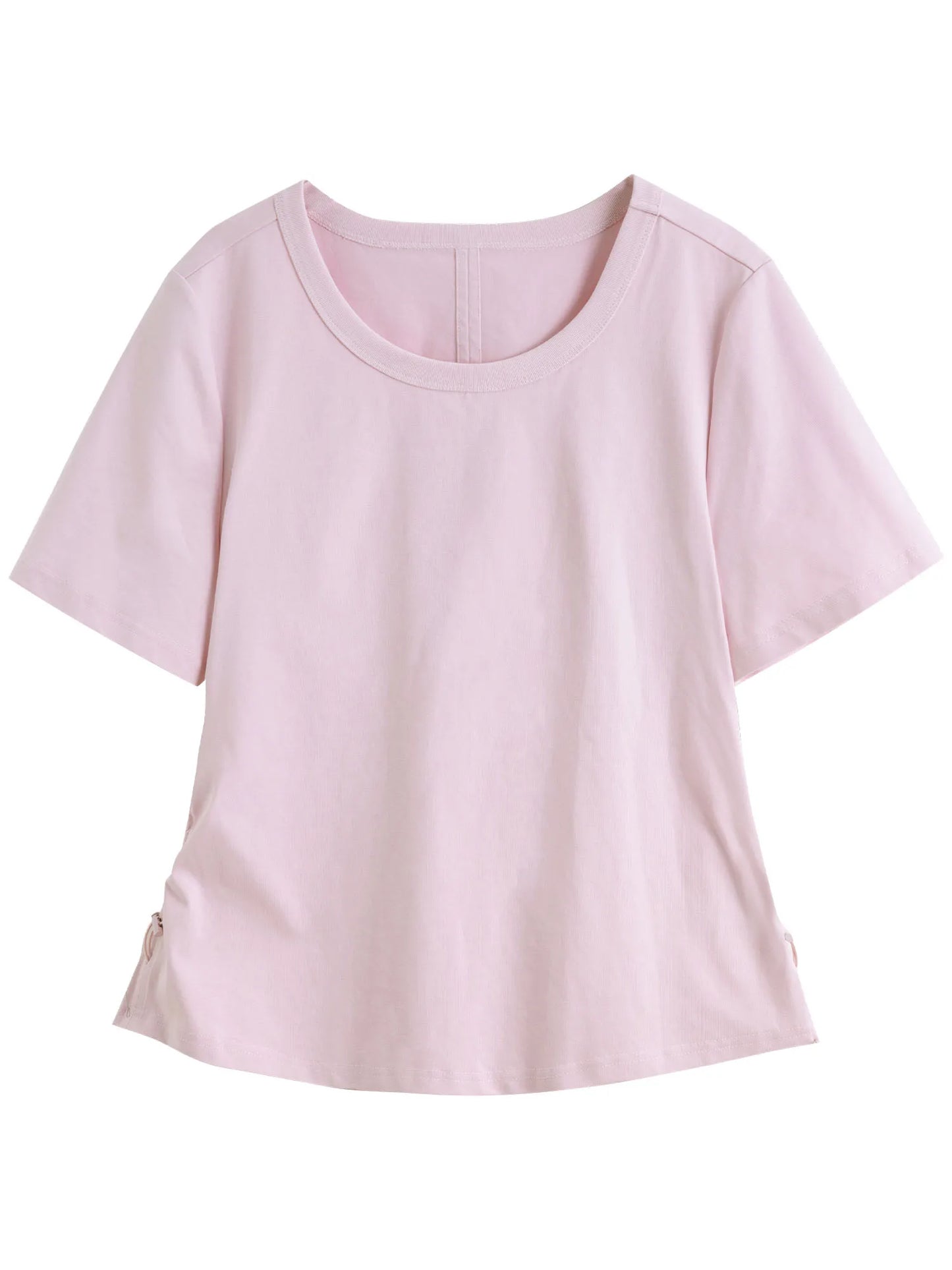 Beiges Damen-T-Shirt mit Rundhalsausschnitt und kontrastierendem Buchstaben-Print – ideal für den Sommer