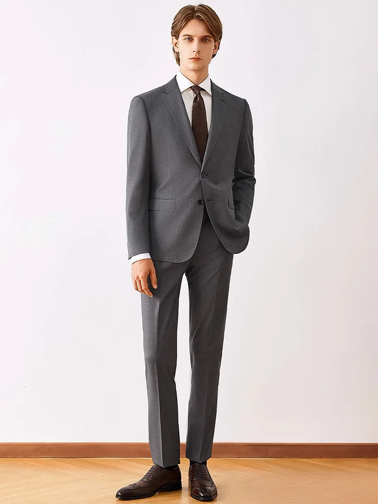 Eleganter Herrenanzug aus 70% Wolle in Tiefblau – Slim Fit, Doppelreihig, mit Weste und Hose – Perfekt für Hochzeiten und formelle Anlässe