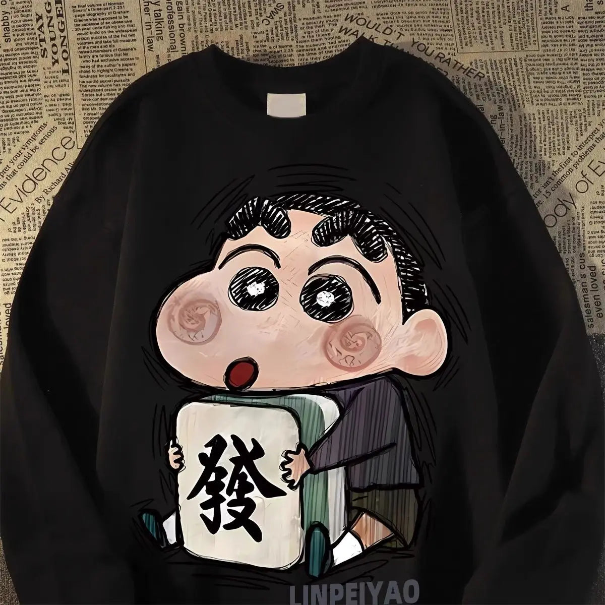 Langarmshirt im amerikanischen Vintage-Stil aus reiner Baumwolle mit O-Ausschnitt und Cartoon-Design – lässig und trendig für die Straße